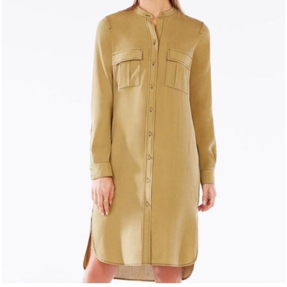 BCBGMaxAzria Maddox Silk Shirt Dress in Agave Green Size XS - Picture 8 of 13